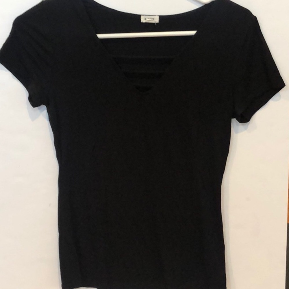 Black tee with little lace up